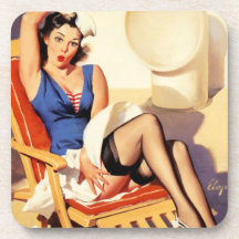 Deck Chair Sailor Pin Up Girl Coaster