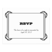 Deco black frame wedding RSVP response card postcards