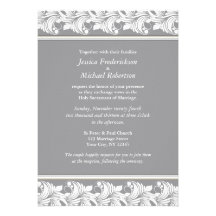 Decor Flourish Grey & Beige Wedding Invitations
