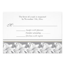 Decor Flourish Grey & Beige Wedding Reply Cards Custom Invites