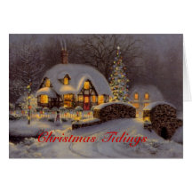 Decorated House Scene Christmas Greeting Card