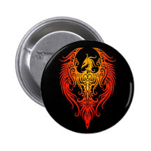 Decorated Tribal Phoenix Button