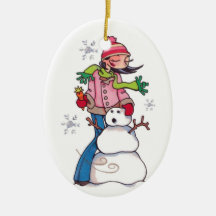 Decorating Snowman *CUSTOMIZABLE* ornament