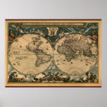 Decorative Arty Old World Map Poster