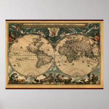 Decorative Arty Old World Map Poster