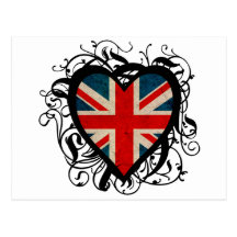 Decorative British Heart Post Cards