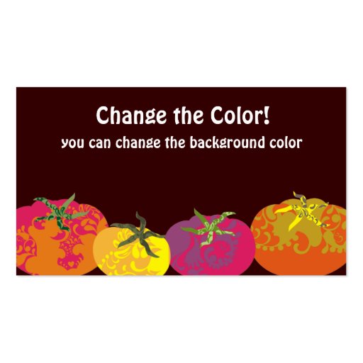 Decorative colourful tomatoes chef catering business cards