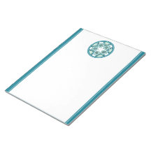 Decorative Floral Tiles Notepad - Aquamarine