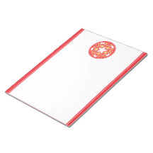 Decorative Floral Tiles Notepad - Red