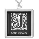 Decorative Letter J Monogram Initial Personalised Necklaces