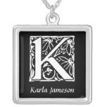 Decorative Letter K Monogram Initial Personalised Pendant