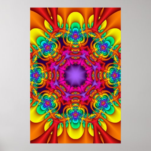 Decorative mandala poster in rainbow colours