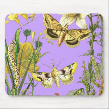 Decorative Mousepad  Botanical Floral Butterfly