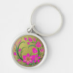 Decorative Plants & Fuschia Flowers Keychain