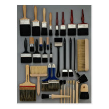 Decorator's brushes in different sizes post card