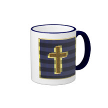 DECORTATIVE GOLD CROSS COFFEE MUGS