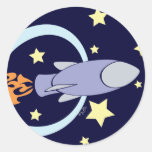 Deep Blue Rocket Kids Retro Space Sticker