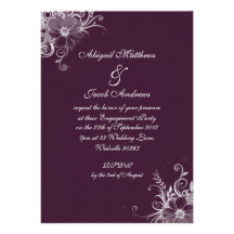 Deep Burgundy Flowers Engagement Party Invitation