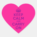 Deep Pink Keep Calm and Carry On Stickers