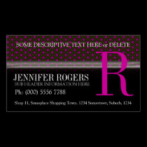 Deep Pink Polka Dots Pattern Black Business Cards business cards