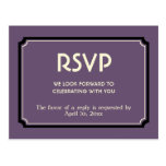 Deep purple deco wedding enclosure response card postcard