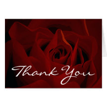 Deep Red Rose Thank You Card