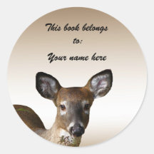 Deer Bookplate Round Sticker
