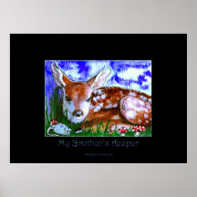 Deer Fawn & Field Mouse Art Print