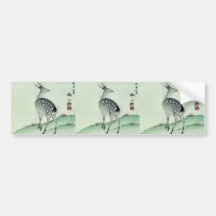 Deer in Autumn Ukiyoe Bumper Stickers