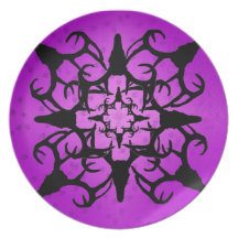 Deer Skull Design in Purple and black Dinner Plates