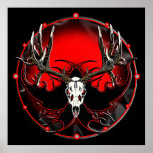 deer skull in flames 2 posters