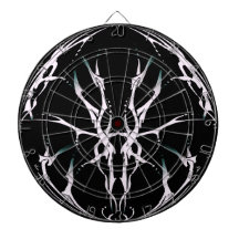 Deer Skull Tribal Tattoo Fantasy Black and White Dart Boards