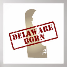 Delaware Born - Stamp on Map