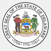 DELAWARE STATE SEAL ROUND STICKERS