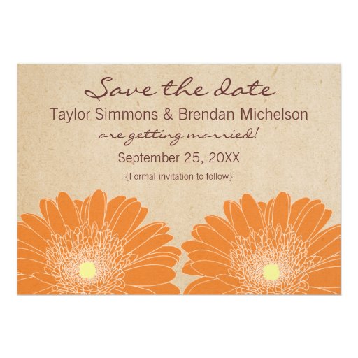 Delicate Daisies Save the Date Invite, Orange