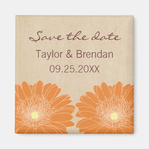 Delicate Daisies Save the Date Magnet, Orange