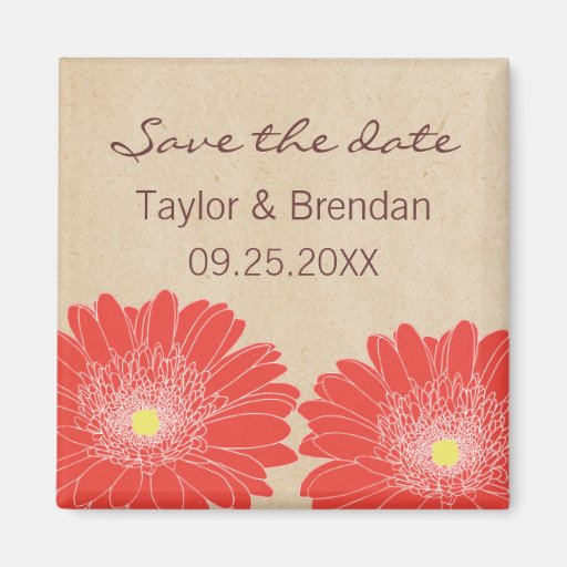 Delicate Daisies Save the Date Magnet, Red
