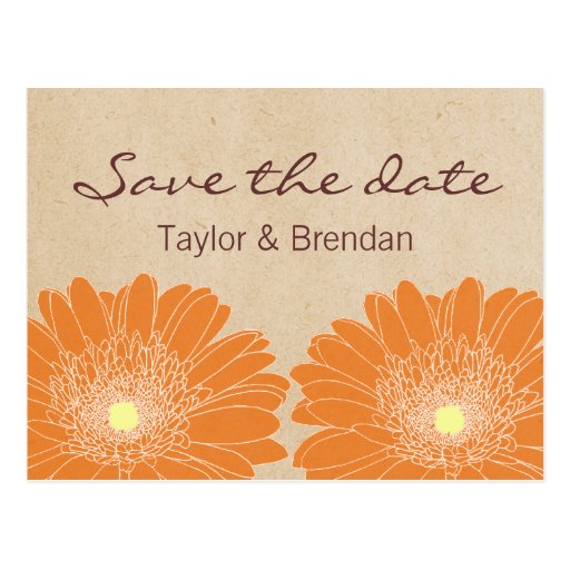 Delicate Daisies Save the Date Postcard, Orange