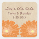 Delicate Daisies Save the Date Stickers, Orange
