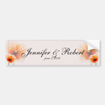 Delicate Orange Poppy Flower Wine Label Bumper Stickers