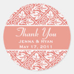 Delicate & Ornate Round Wedding, Thank You Labels Sticker