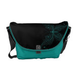Delicate Turquoise Butterfly on Black Courier Bags