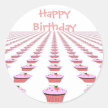 Delicious Birthday Cupcakes Round Sticker