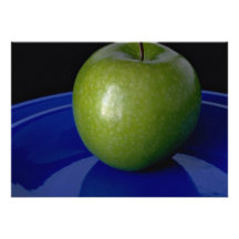 Delicious Green apple on blue plate Personalised Invite