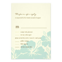 Delightful Hibiscus Wedding RSVP Cards (Blue) Personalised Announcement