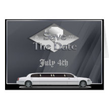 Deluxe Stretch Limo Monogram Save The Date Invite Card