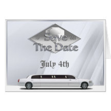 Deluxe Stretch Limo Monogram Save The Date Invite Cards