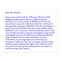 Demand Phrma get a real prescription drug benefit. Postcard