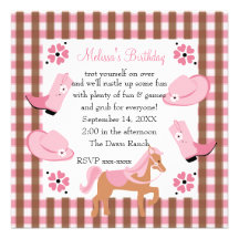 Denim Cowgirl Birthday Personalized Announcements