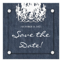 Denim n Diamonds Wedding Invitation Chandelier 1